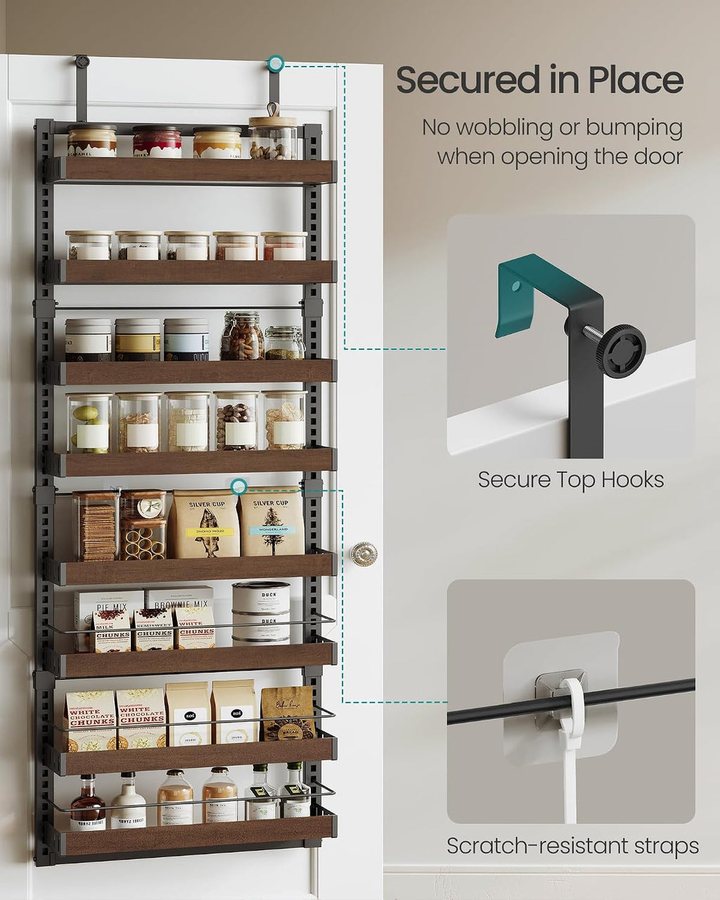 SONGMICS 8-Tier Over the Door Pantry Organizer, Adjustable Spice Rack
