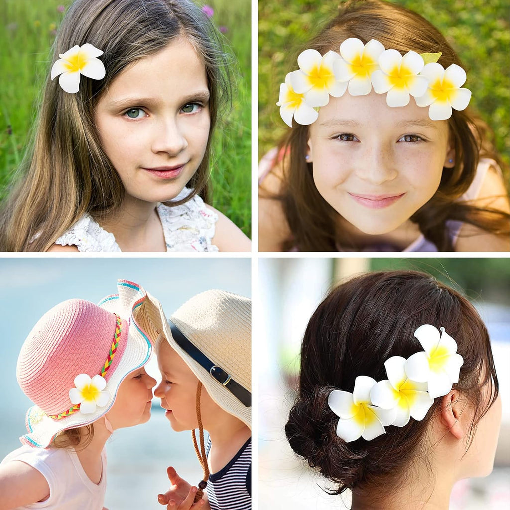 SALLYFASHION 50PCS Plumeria Foam Flower Heads, 2.7 Inch Hawaiian Flowers