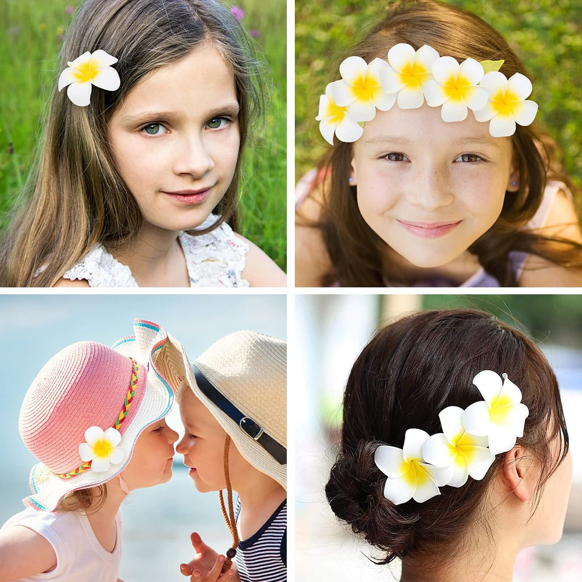 SALLYFASHION 50PCS Plumeria Foam Flower Heads, 2.7 Inch Hawaiian Flowers