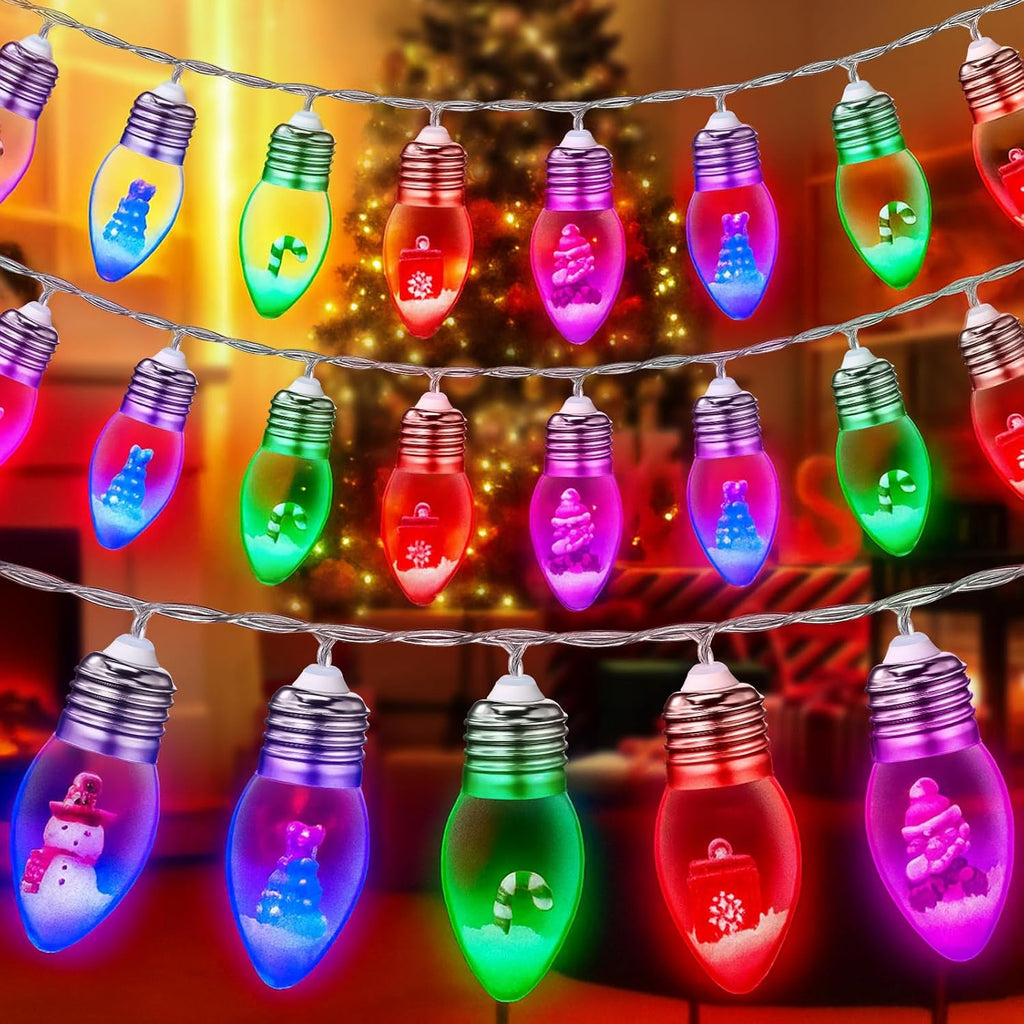 Aurelema Christmas Snow Globe String Lights, Multicolor Light, 26ft 40 LED
