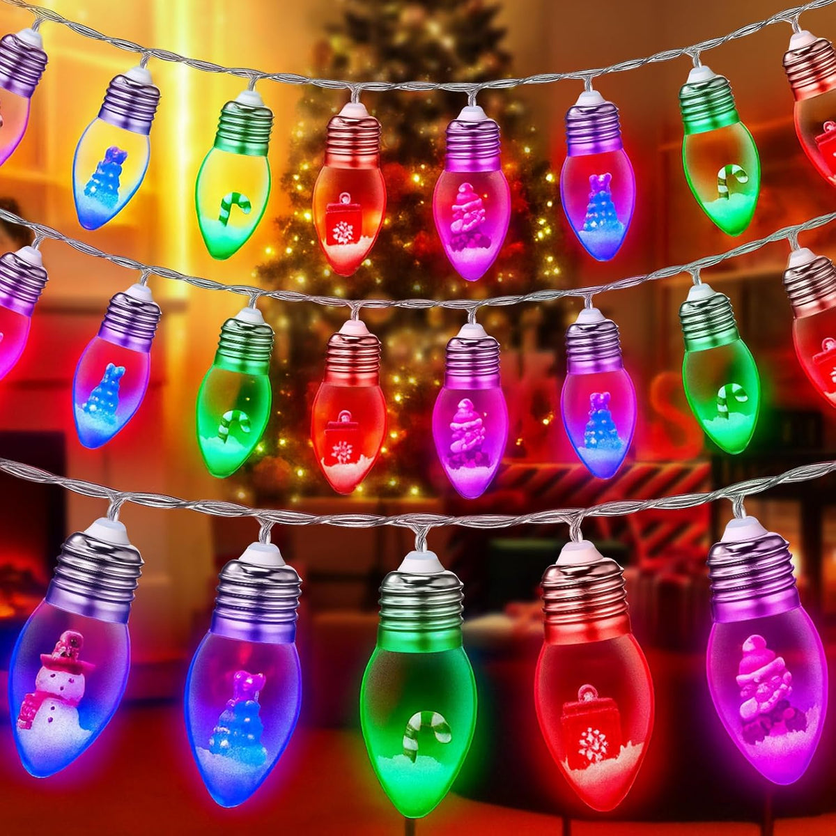 Aurelema Christmas Snow Globe String Lights, Multicolor Light, 26ft 40 LED