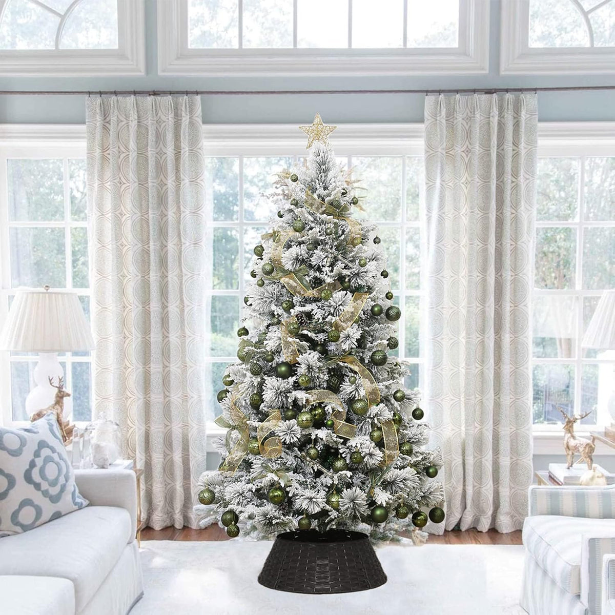 34ct Dark Green Christmas Ball Ornaments Shatterproof Plastic Christmas Tree Decorations for Xmas Party Home Office Holiday Decor -Medium Size (2.36"/ 60mm)