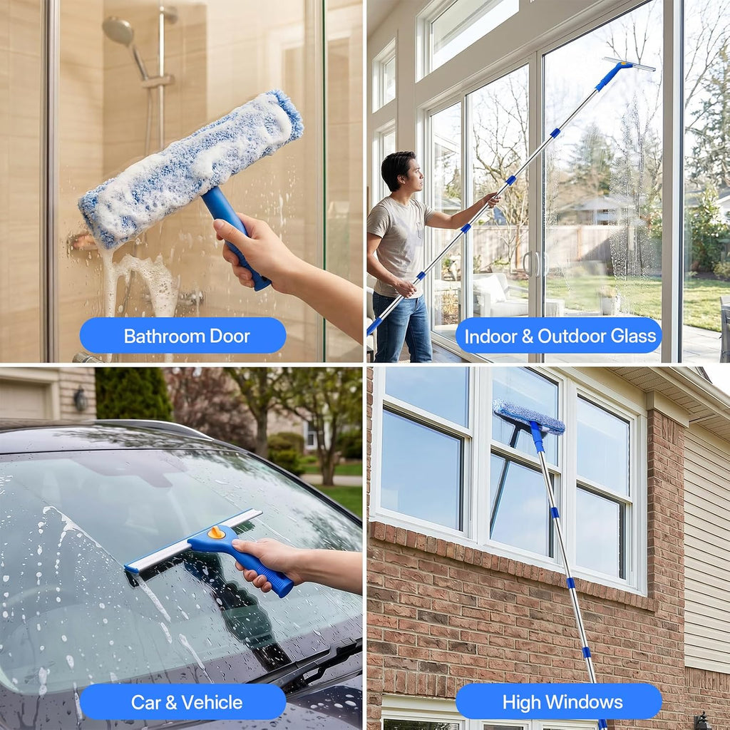 10Ft Professional Window Cleaning Kit with Bucket for Home & Commercial