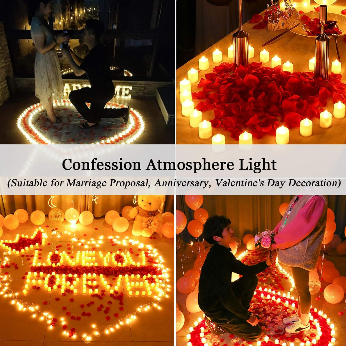 LED Candle Lights, Pack of 24, Flameless Flickering Tea Lights and Decorations for Wedding, Valentine's Day, Marriage Proposal, Party, Festival Celebration