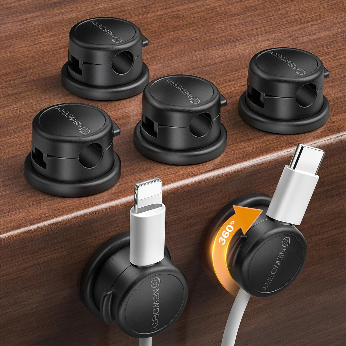 NEWDERY Upgraded Magnetic Cord Holder Cable Clips Cord Organizer for Desk