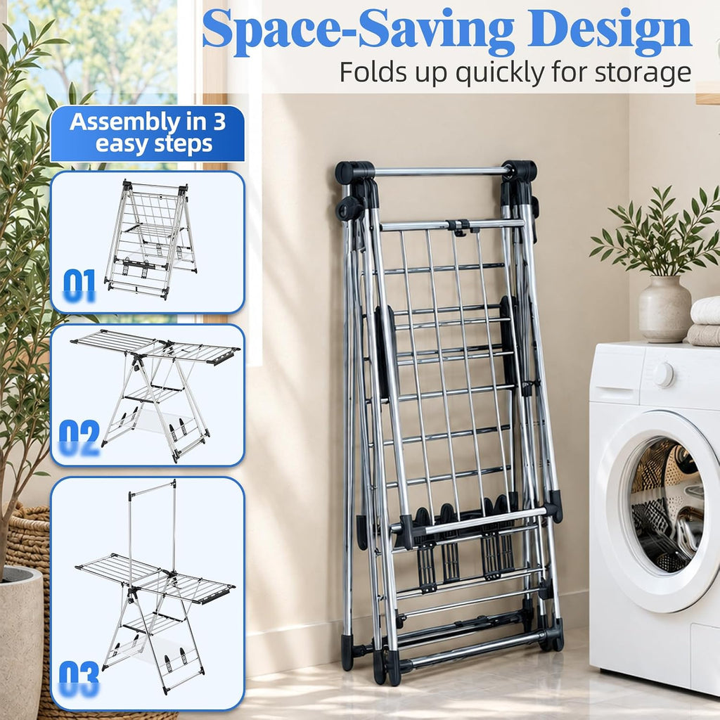 APEXCHASER Clothes Drying Rack with High Hanger