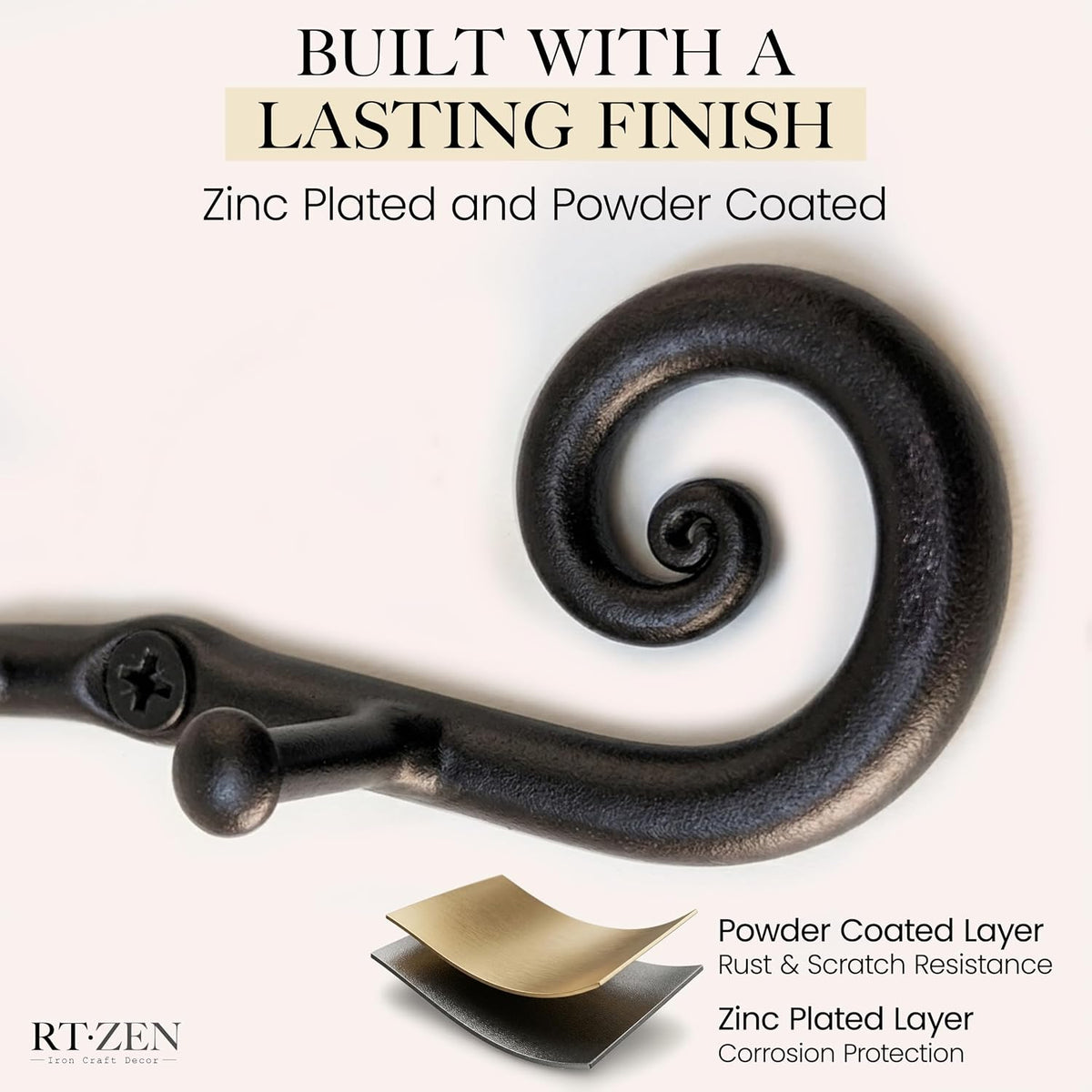 RTZEN Farmhouse Small Key Holder for Wall, Wrought Iron Wall Mount Rack