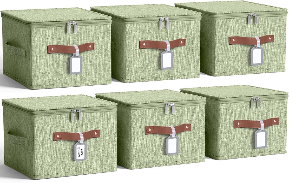 6 Pack Fabric Closet Storage Bins with Lids, 10×8×7 in, Green