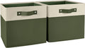 RiverRidge Two-Tone Folding Storage Bins - 2-pack of 10in Tall Olive Cubes