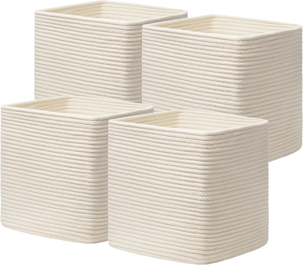 joybest 11inch Cube Storage Bins, Cotton Rope Woven Organizer Basket