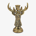 Luminara - Taper Candle Holder Compatible with Luminara Flickering Moving Flame Battery Operated Taper Candles Décor & Gift - Brass Reindeer Classic Stag (5.5" x 8")