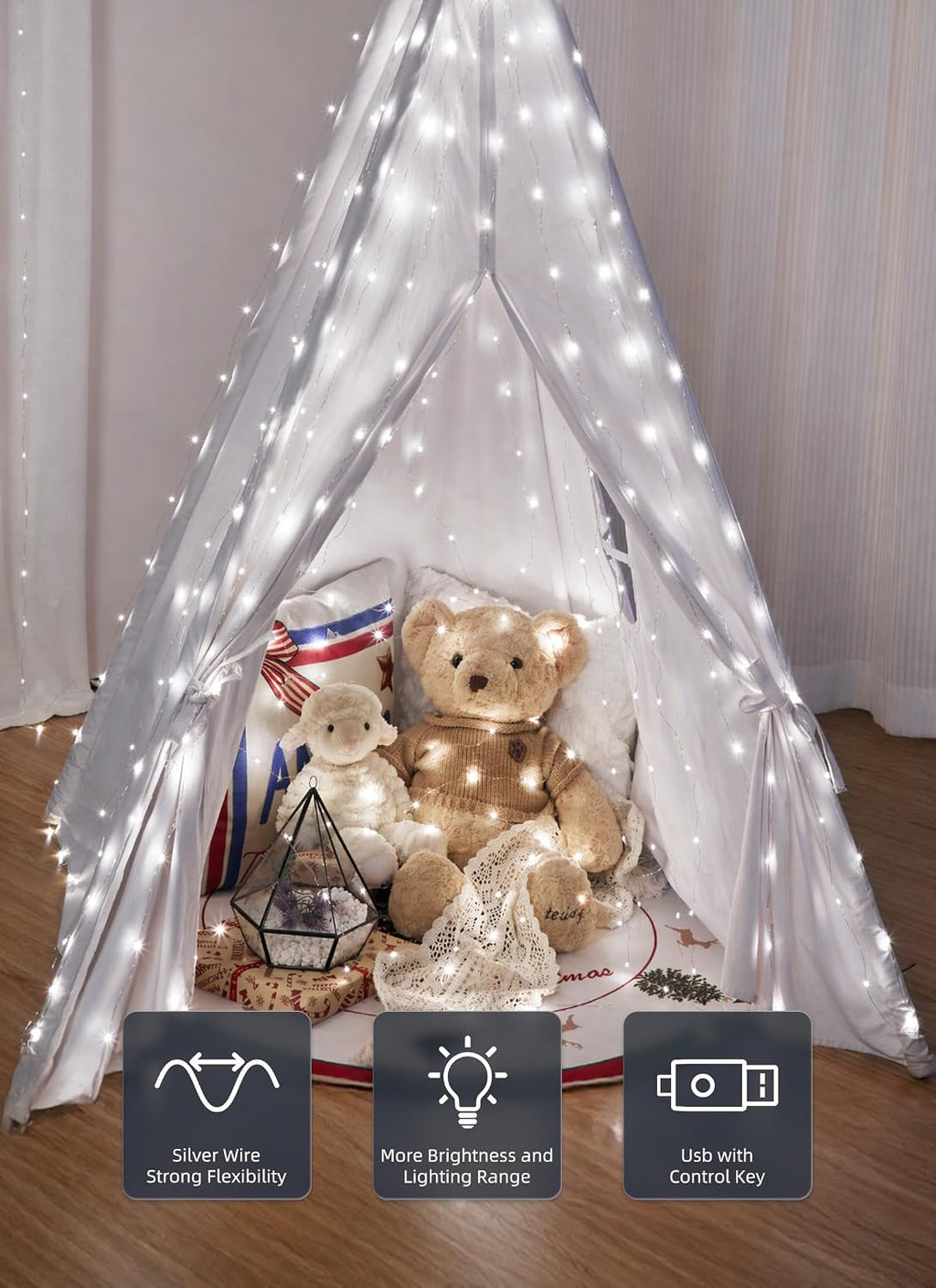 Brightown 300 LED Curtain Lights, 9.8ftx9.8ft Winter Wonderland Decorations