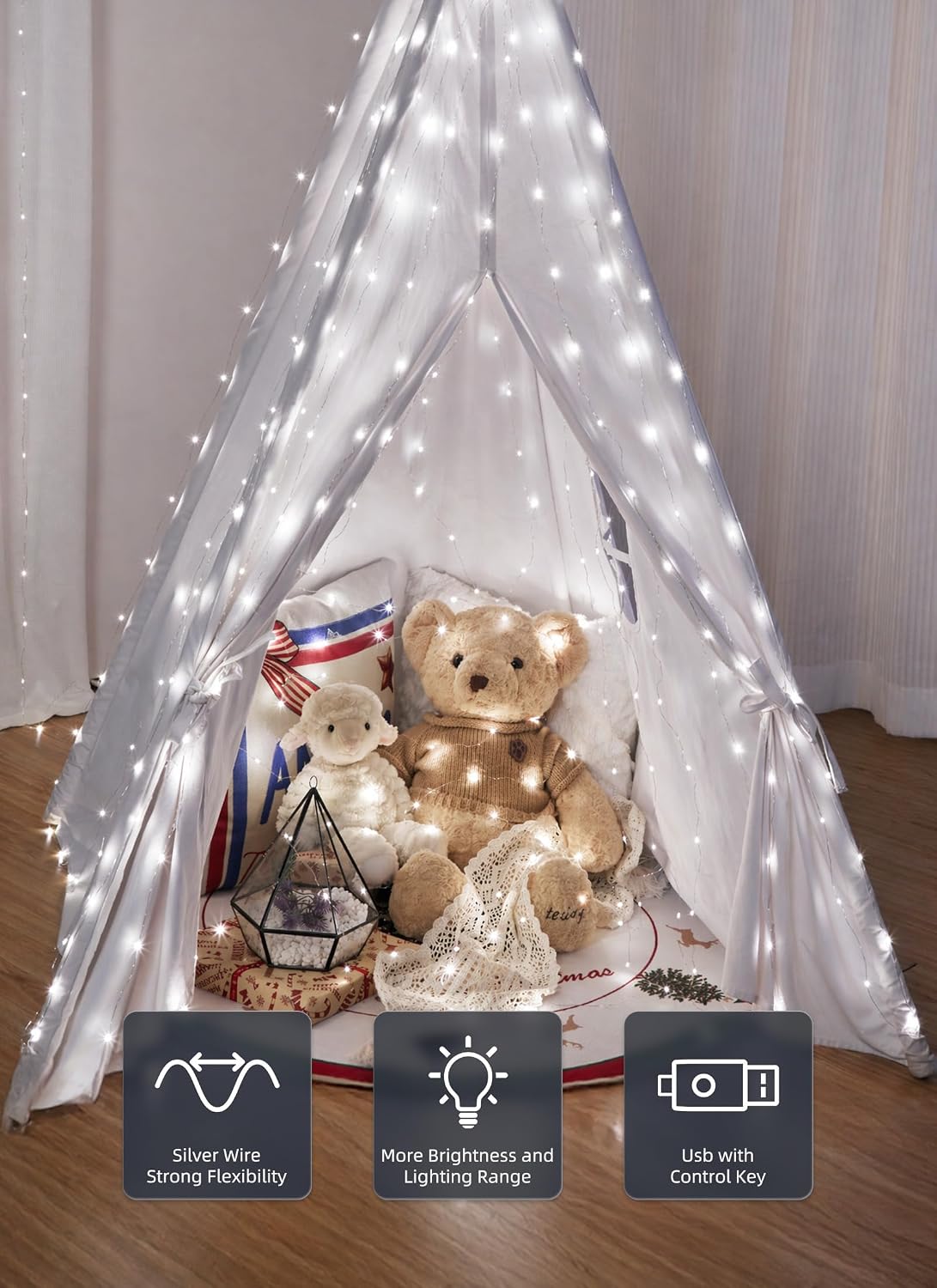 Brightown 300 LED Curtain Lights, 9.8ftx9.8ft Winter Wonderland Decorations