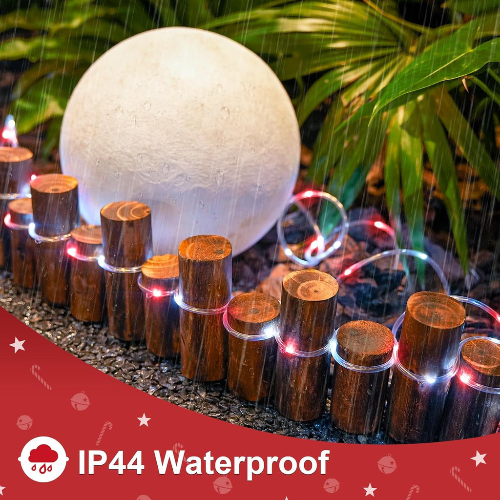 JMEXSUSS 2 Pack Red and White Christmas Lights Battery Operated