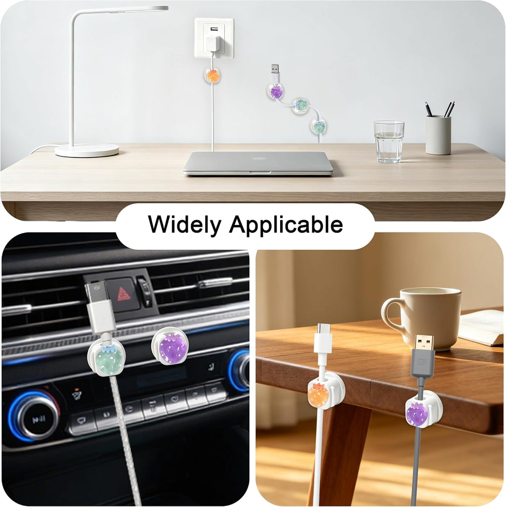 6Pack Magnetic Cable Clips,Night-Glowing Cord Holder,Strawberry
