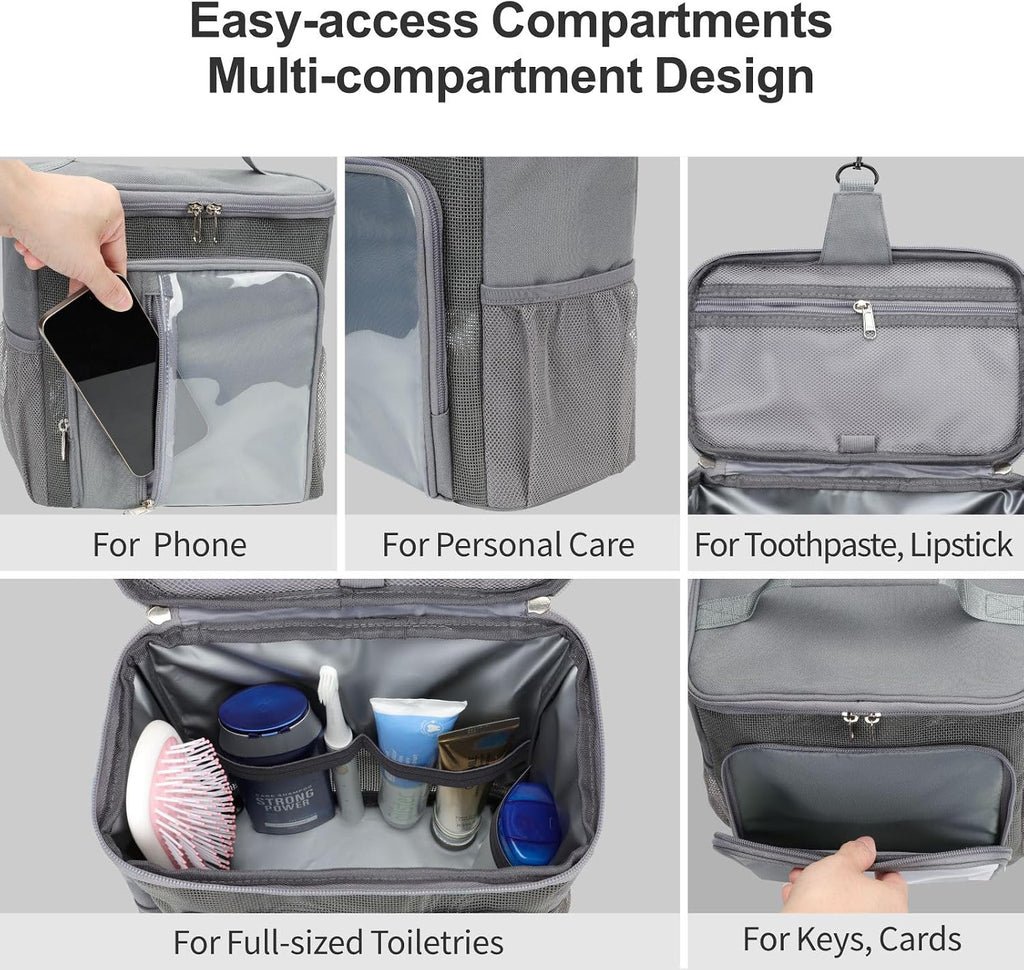 F-color Shower Caddy Portable for Dorm - Shower Bag Fits Full-Size Bottles