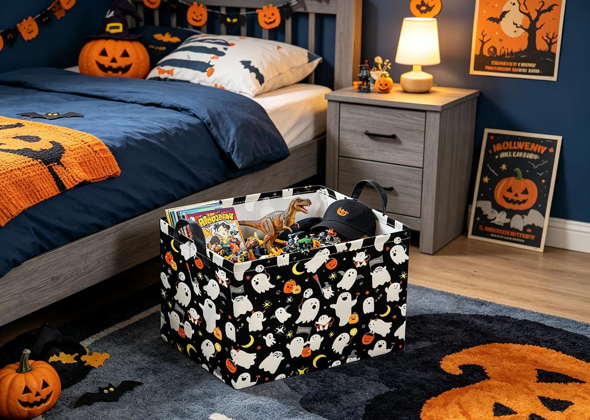 Rectangular Storage Basket, Black Playing Ghost