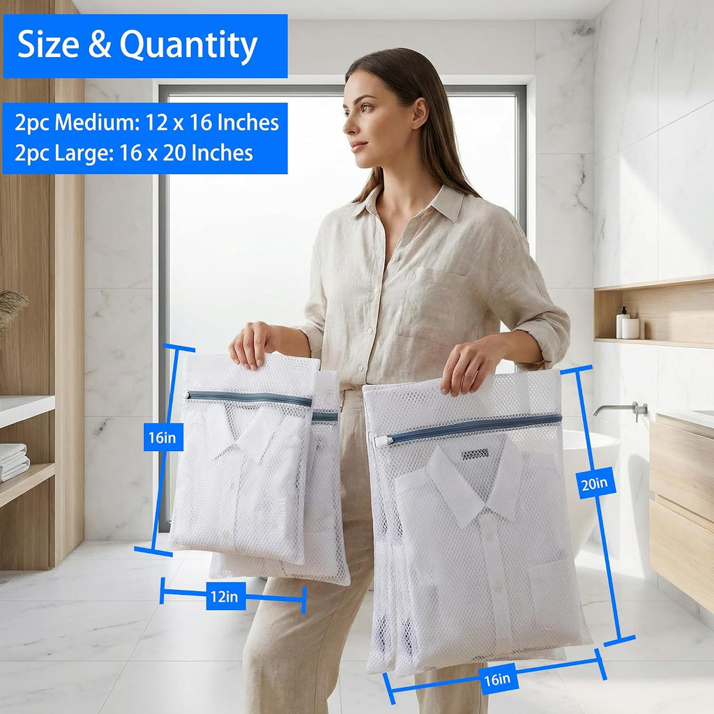 4Pcs Mesh Laundry Bags Delicates Lingerie Wash Washer Washing Machine Bag