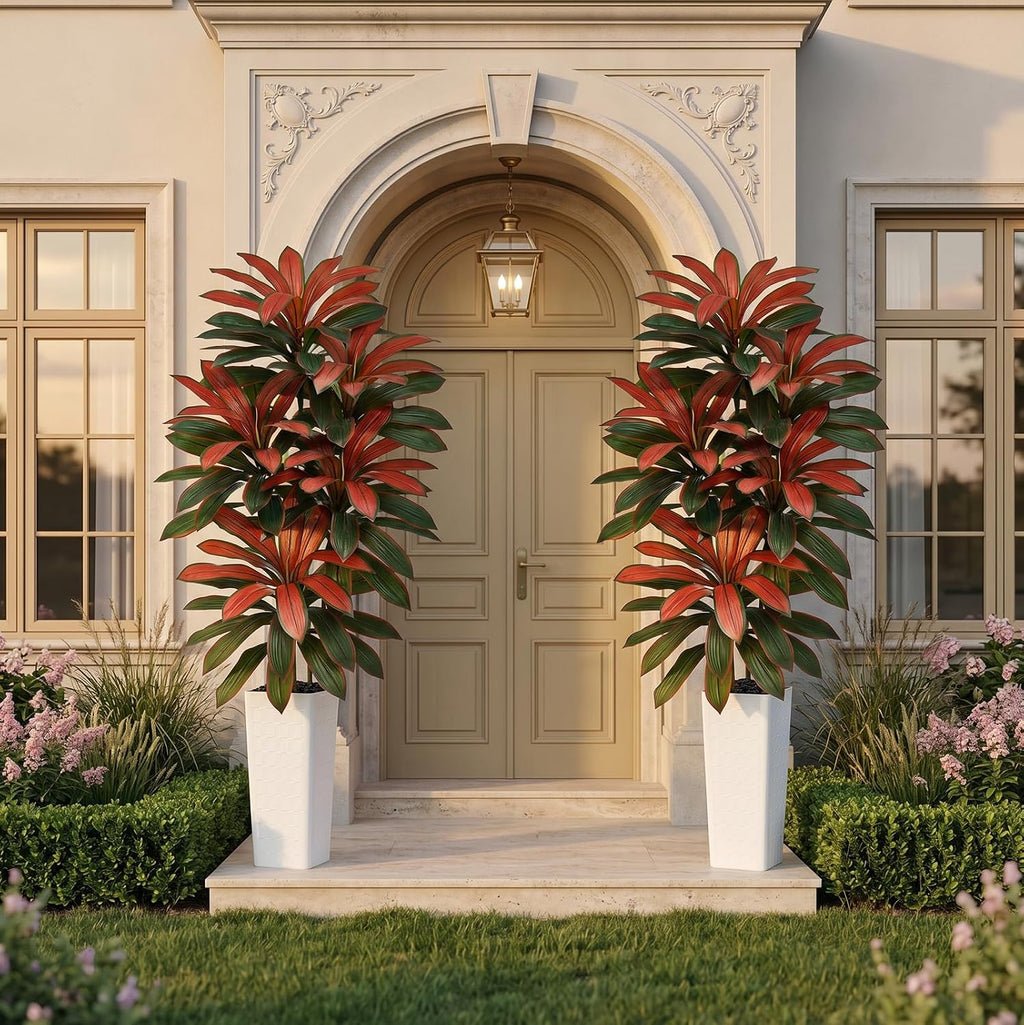 Artificial Dracaena Tree 7FT, Fake Tree with White Tall Planter