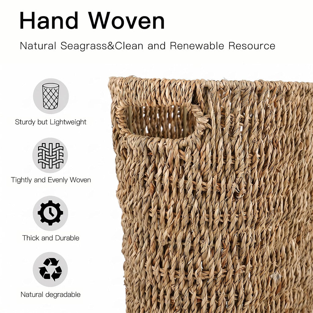 Coeusy Wicker Trash Can,Seagrass Waste Basket for Bathroom,Bedroom,5 Gallon