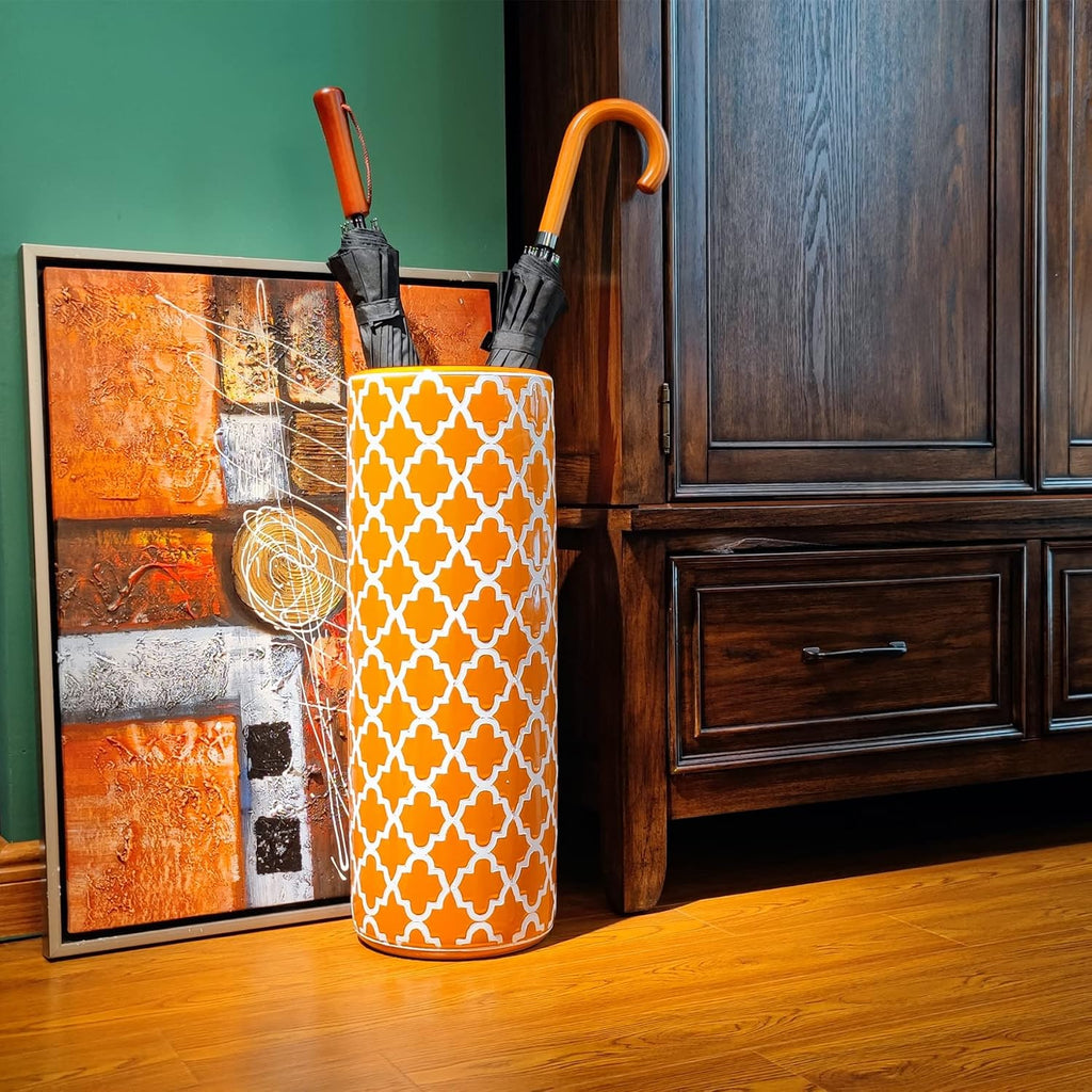 24" H Ceramic Umbrella Stand Contemporary for Entryway Storing Canes