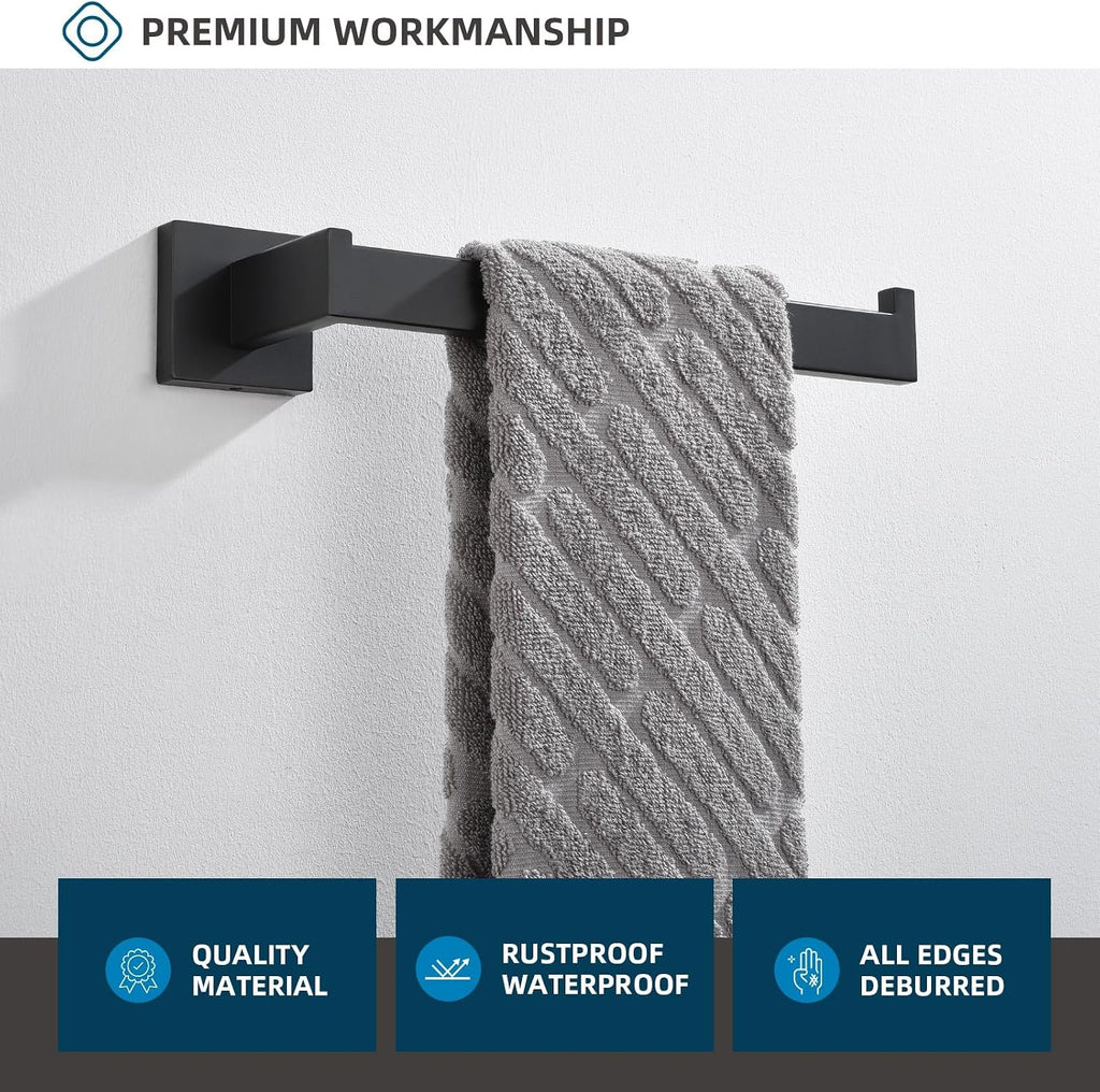 Angle Simple Bathroom Towel Holder Matte Black, 10.24-Inch Hand Towel Rack