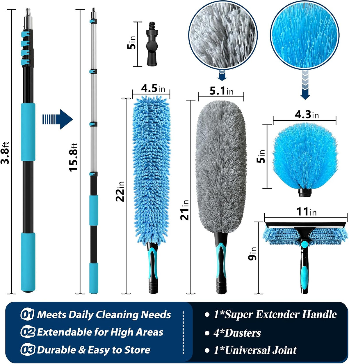 COVERONICS 23FT High Duster Cleaning Tools with 4-16FT Extension Poles