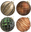 JORNOY Christmas Balls Ornaments Set, 6 inch/150mm Extra Large Shatterproof Plastic Hanging Bulbs for Xmas Tree Decorations Holiday Party with String, 4 Pack-Earth Tone