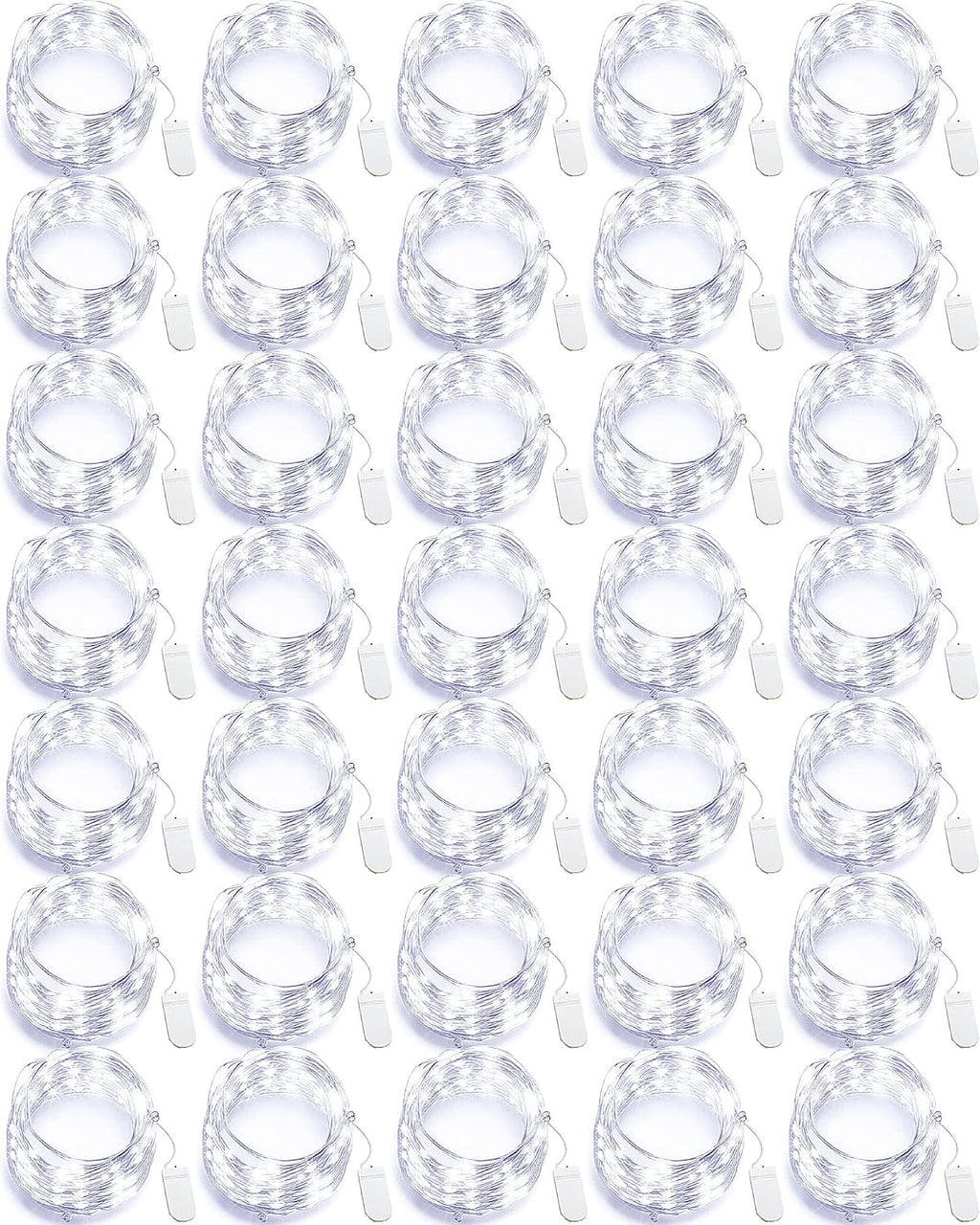 Riakrum 50 Pcs Christmas 10 ft White Battery Operated LED Fairy Light Decor
