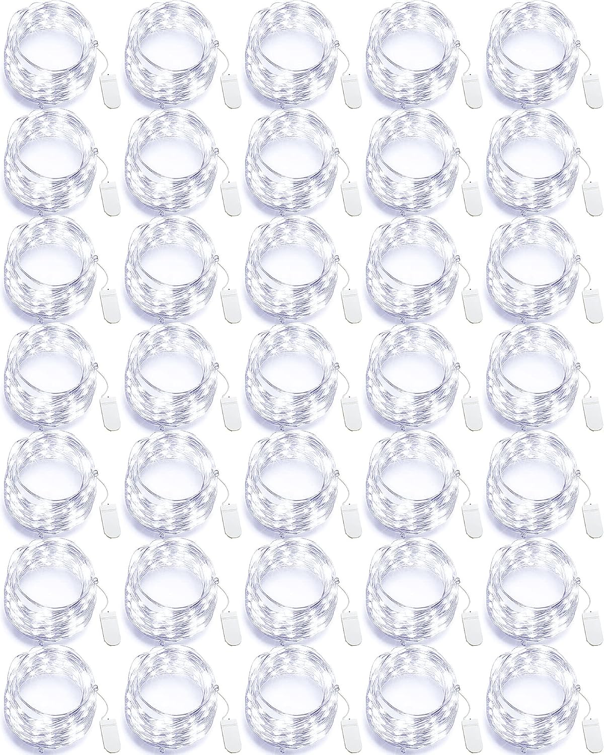 Riakrum 50 Pcs Christmas 10 ft White Battery Operated LED Fairy Light Decor