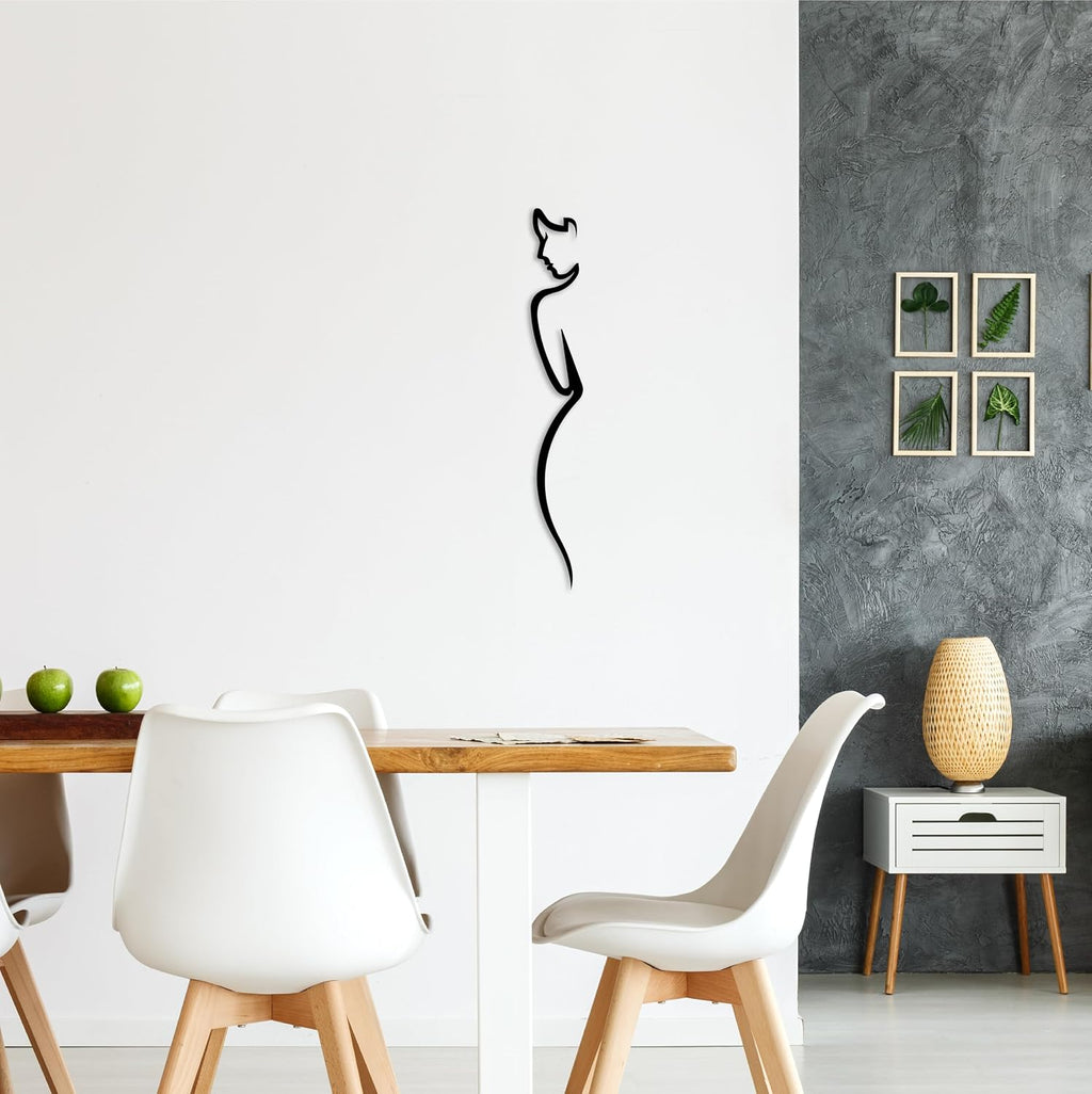 the mask el turko Metal Wall Art, Metal Women Wall Decor, Line Art, Female Body Decor, Vertical Wall Decor, Living Room Decor, Black (28x4 inches)