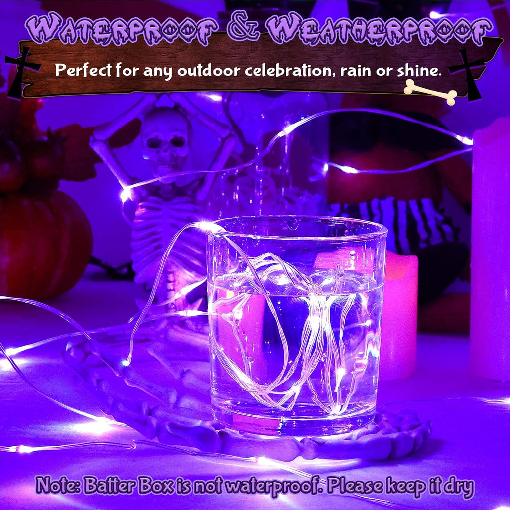 cshare Purple Fairy Lights Outdoor Waterproof 9.8ft 30 LED, Purple Halloween Lights Battery Operated with Timer for Indoor & Outdoor Christmas Halloween Decorations Garland Party Garden
