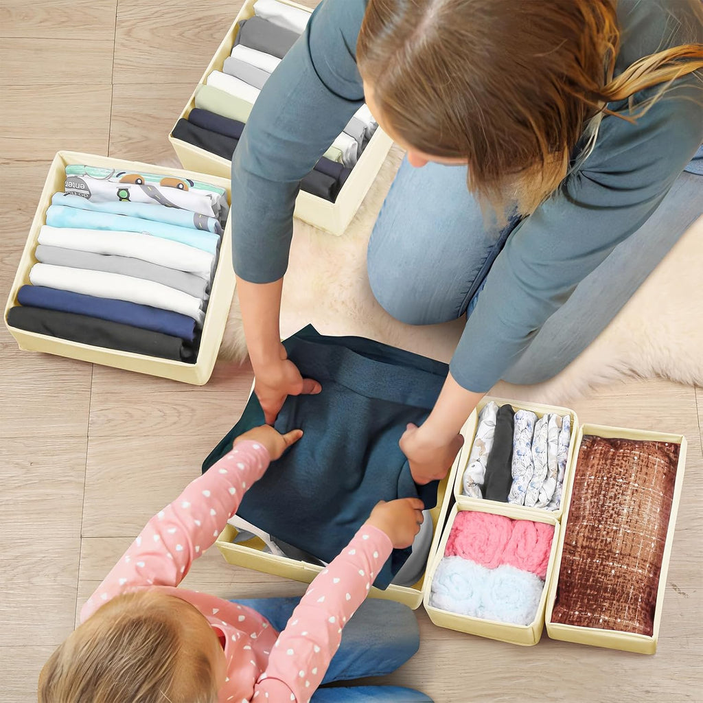 Drawer Clothing Organizer 16-Pack,Beige Underwear Dividers