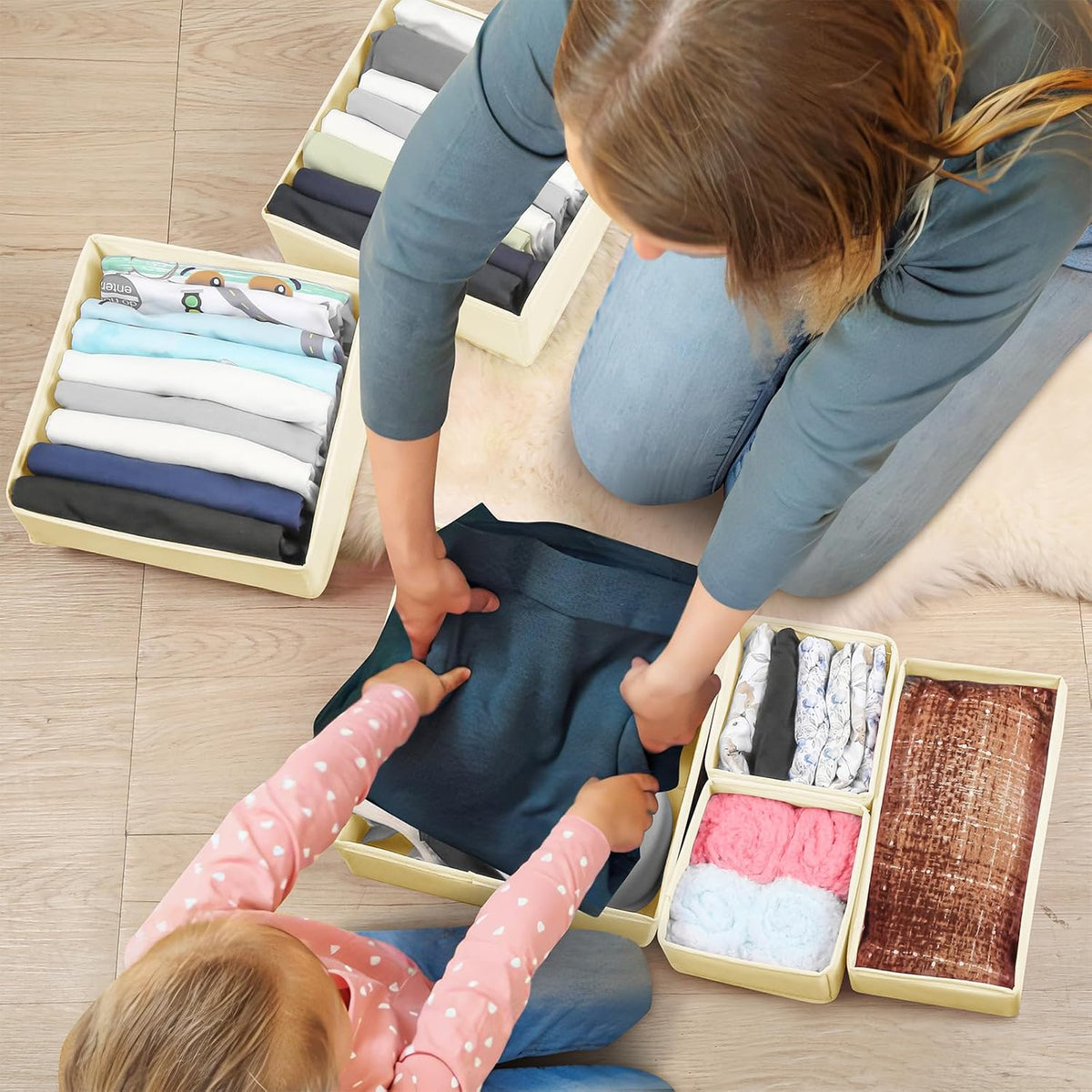 Drawer Clothing Organizer 16-Pack,Beige Underwear Dividers