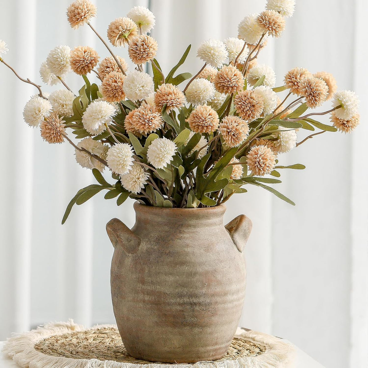 Vanselia Ceramic Flower Vase Home Decor Living Room Table Vase (7.1" Retro)