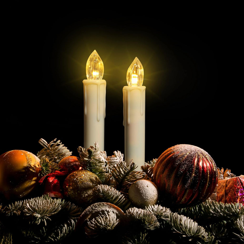 FPOO 24PCS Flameless Christmas Tree Candles with Remote Timer, Ivory