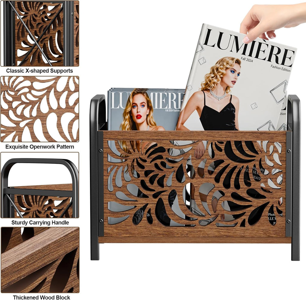 Magazine Holder, Magazine Rack Floor, Wood Magazine File Holder