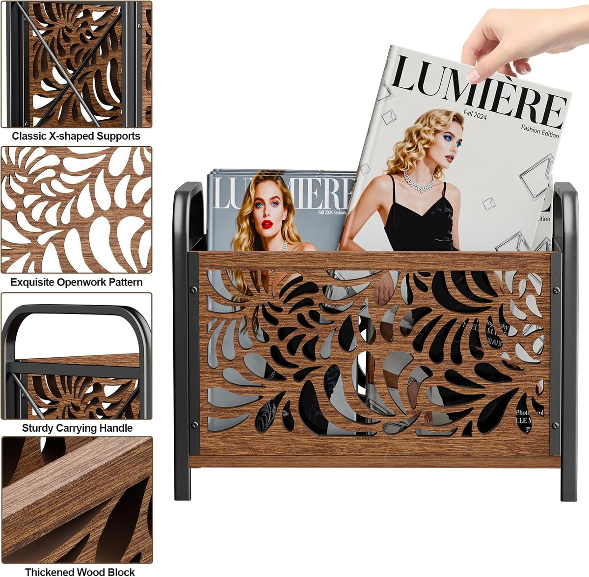Magazine Holder, Magazine Rack Floor, Wood Magazine File Holder