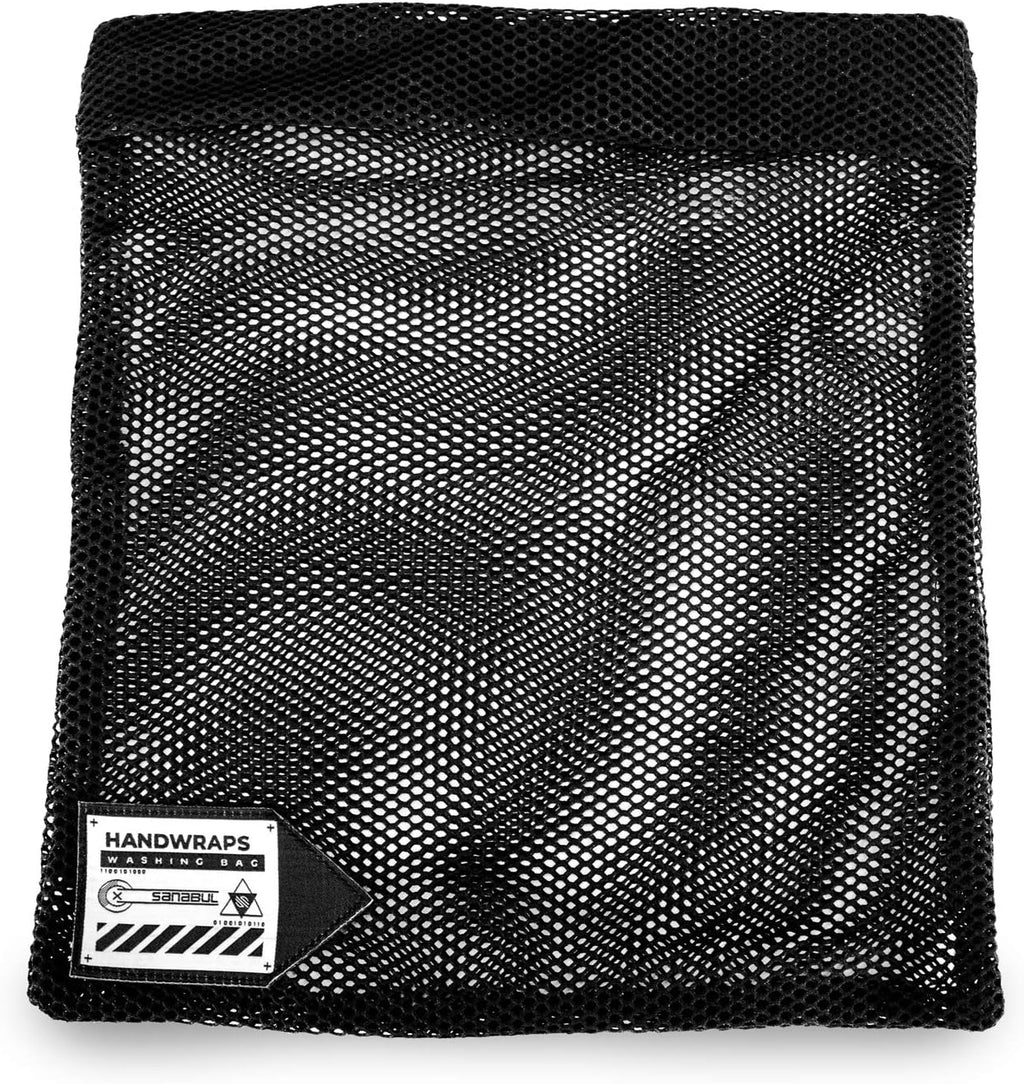 Sanabul Handwrap Laundry Bag Mesh Boxing Glove Hand Wrap Wash Bag with Zipper- Black , Large