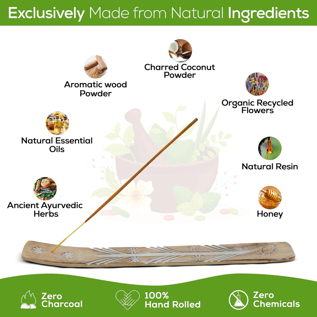 Satya Traditional Ayurveda Incense Sticks, Satya Bng (Bangalore) Insenses 15gmx3 Pack with Raajsee Incense Holder Bundle, Satya Nagchampa Natural Incense