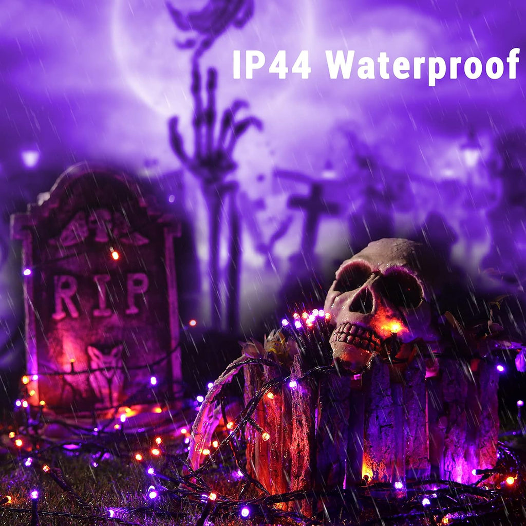 ODEETRONIC Purple & Orange Outdoor Halloween String Lights, 164 ft, 500 LED