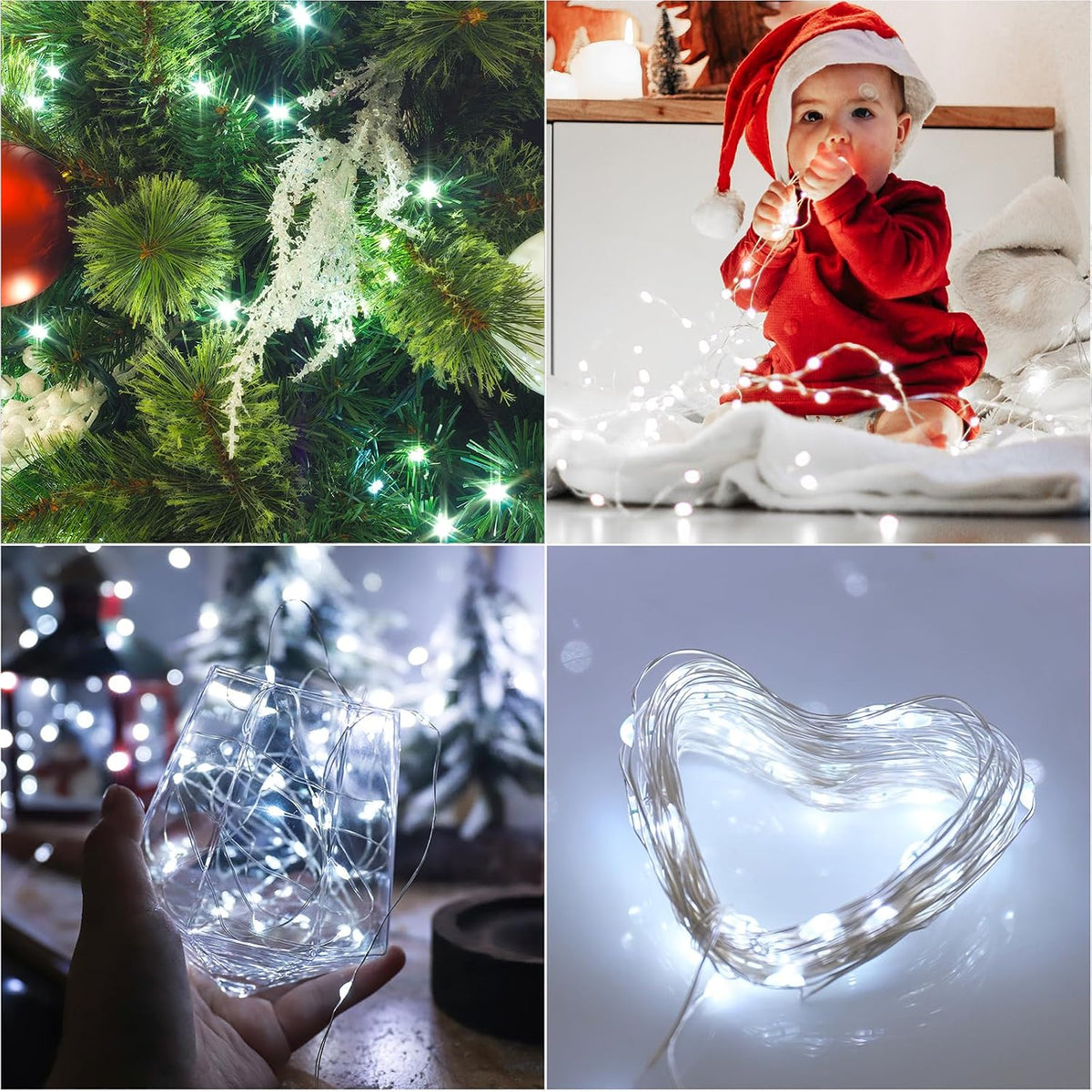 Christmas Fairy String Lights Battery Operated, Cool White