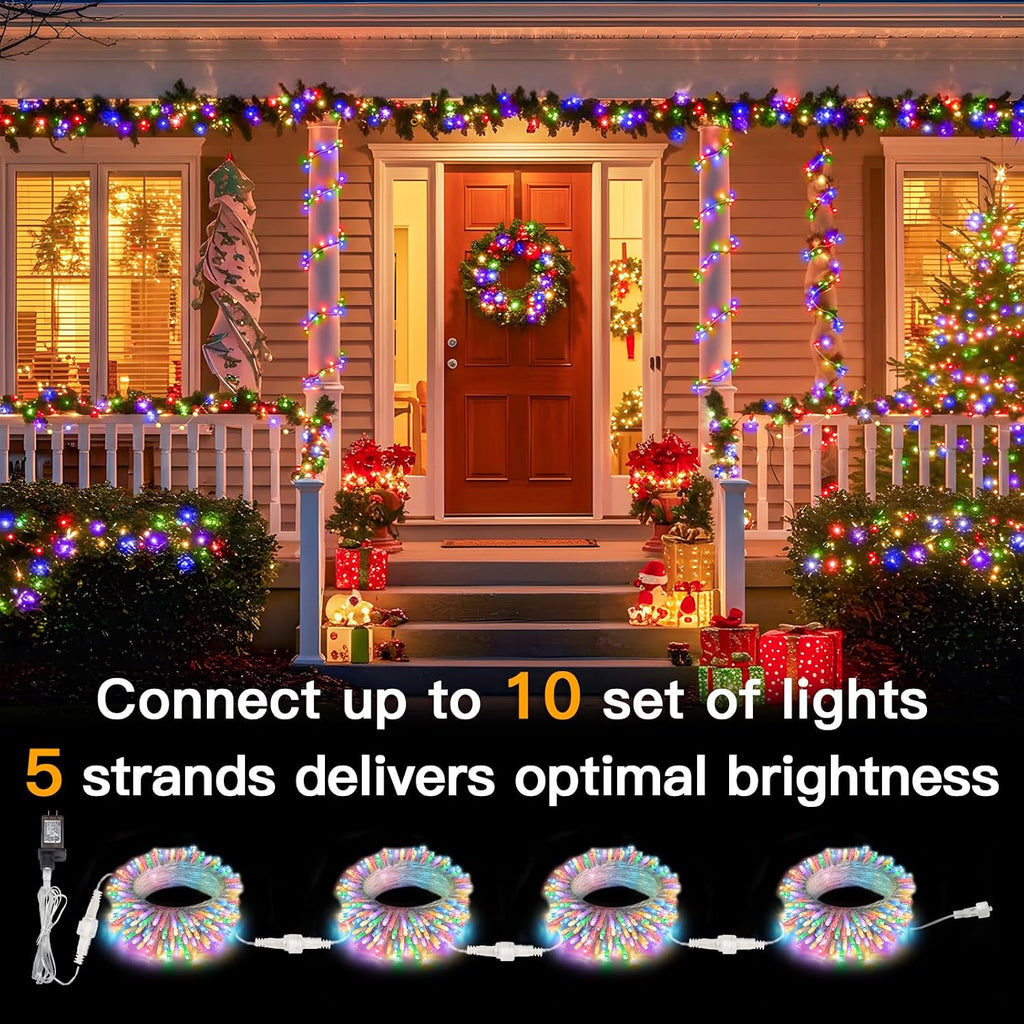 suddus Connectable Christmas Lights with Remote, Multicolor String Lights with Timer, 33ft 100 Led Fairy Lights Plug in for Xmas Tree, Bedroom, Dorm, Yard, Garden, Party, Indoor, Outdoor Decorations