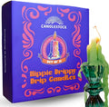 Candlestock Hippie Drippy Drip Candles - Pack of 11 Dripping Taper Candles - Wine Bottle Melting Candles (Green)
