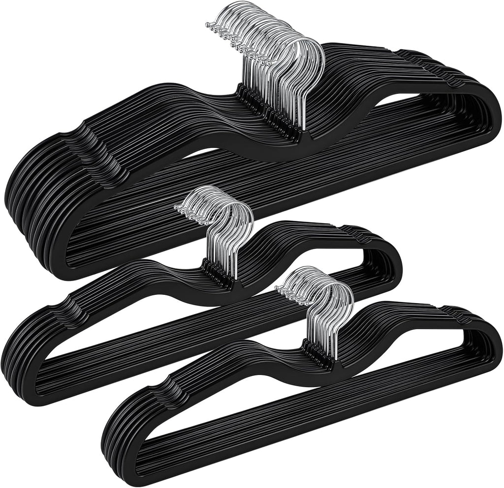 Plastic Short Neck Hangers 40 Pack Ultra-Thin Space-Saving ABS 360° Swivel Hook Ideal for Closet Organization Fits Coats Shirts Dresses & More (40, Black)