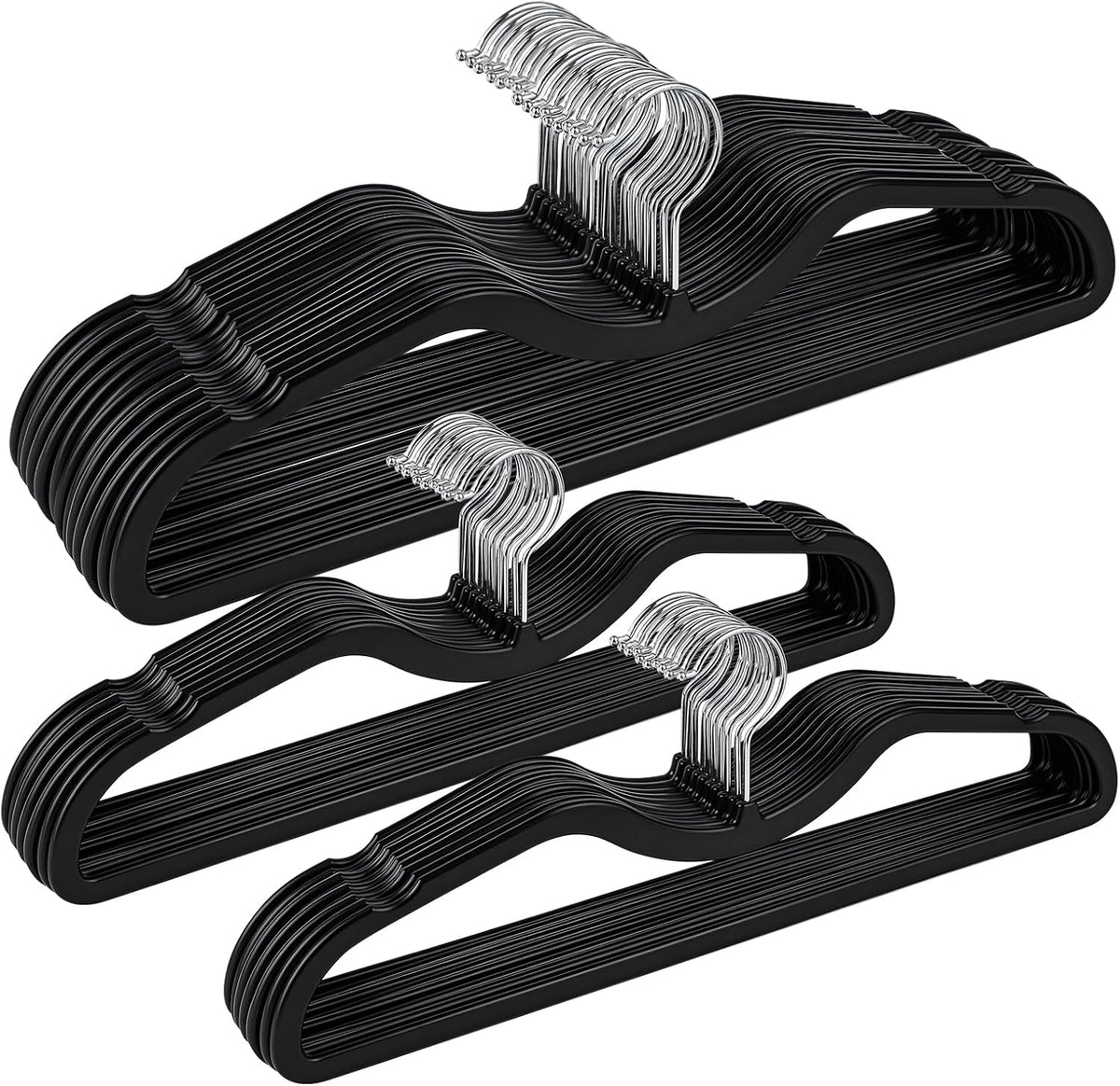 Plastic Short Neck Hangers 40 Pack Ultra-Thin Space-Saving ABS 360° Swivel Hook Ideal for Closet Organization Fits Coats Shirts Dresses & More (40, Black)
