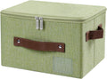 ANMINY Small Storage Box Fabric Bins with Zipper Lid, 10"x8"x7" Green