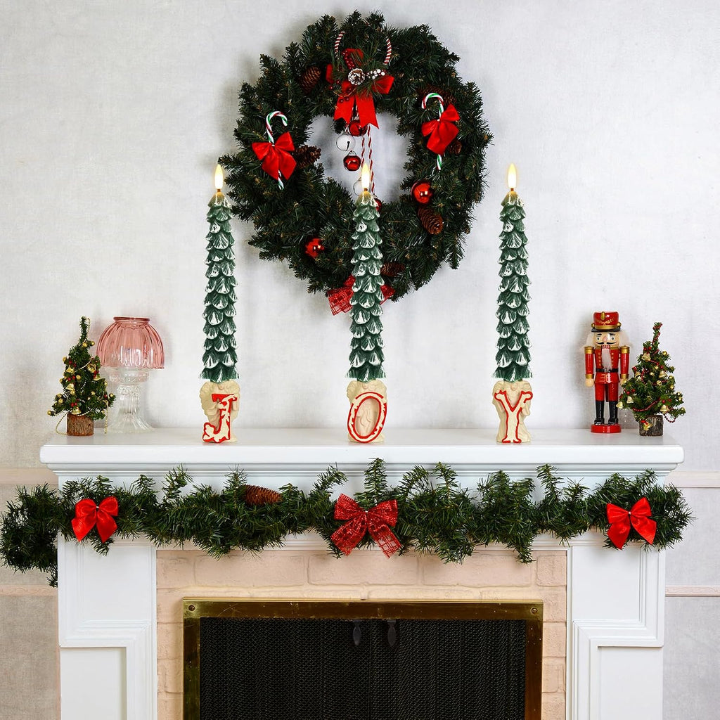 Christmas Tree Flameless Taper Candles Battery Operated Remote Timer