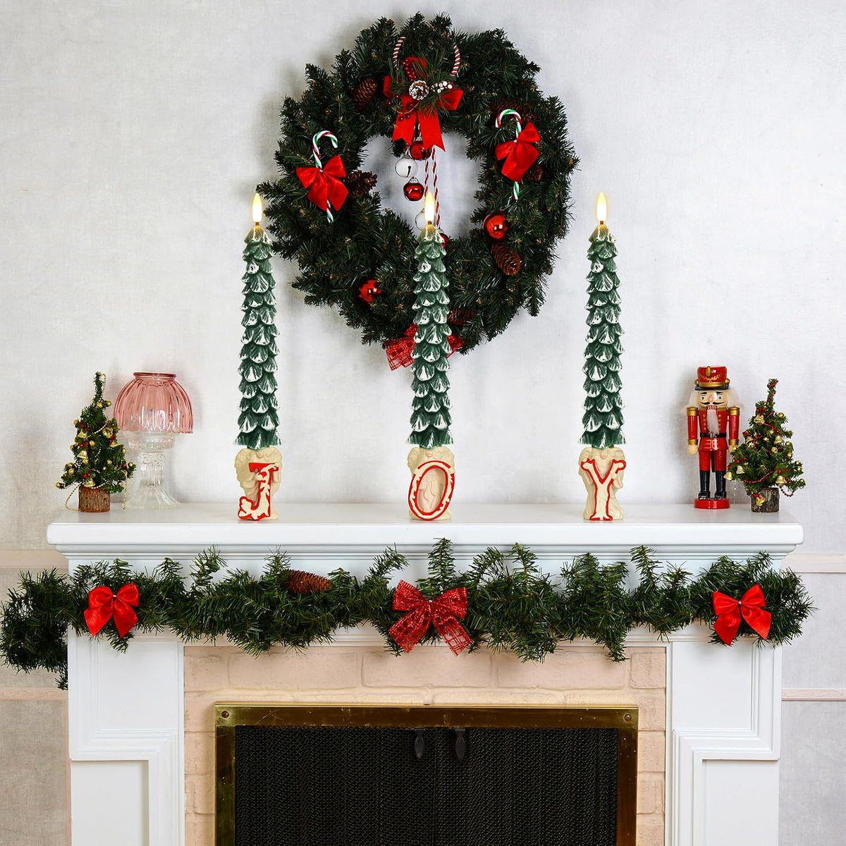 Christmas Tree Flameless Taper Candles Battery Operated Remote Timer