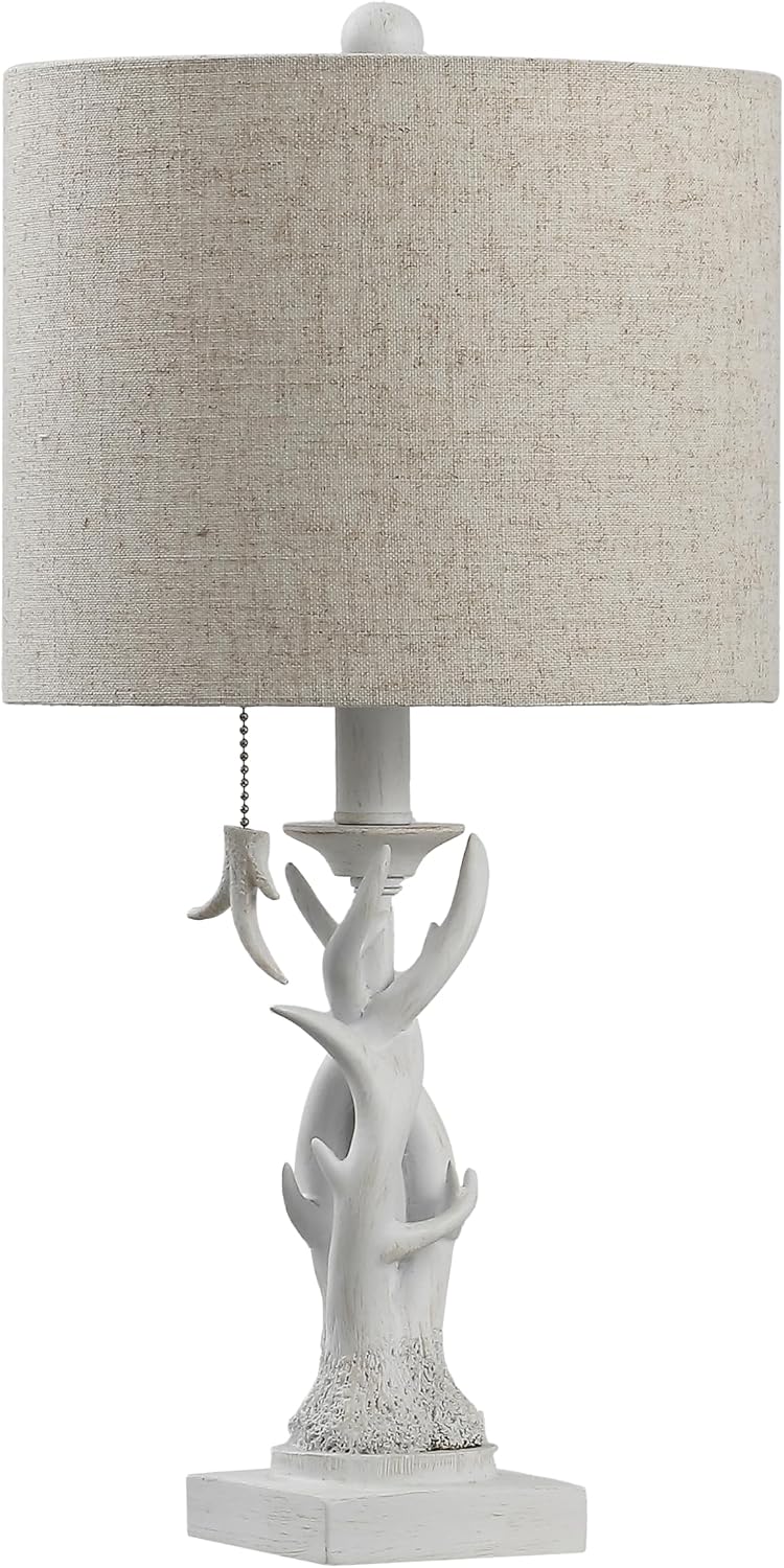 JONATHAN Y Gaston Rustic Faux Antler Resin Table Lamp 20.5", Antique White